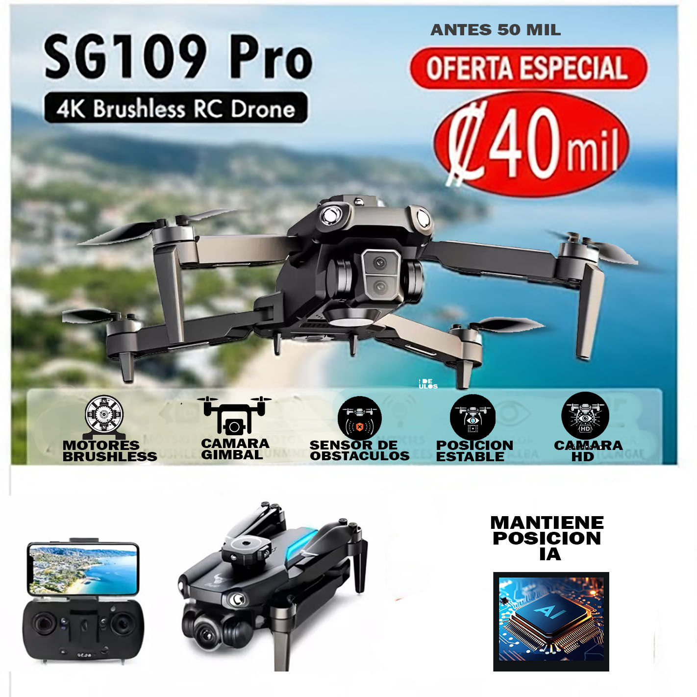 Drone SG109 Pro ZLL con Posicionamiento Automático y Flujo Óptico, la mejor estabilidad para niños y vuelo asistido.
