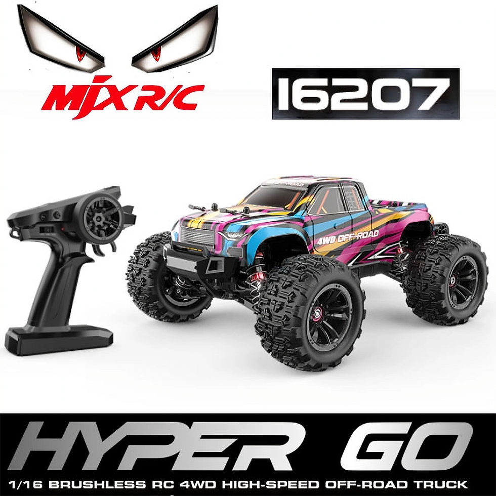 Miniatura: Buggy RC MJX Hyper Go 16207 brushless 70kmh saltando en tierra
