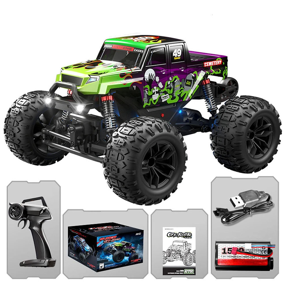 Miniatura: Camioneta Monster Truck RC con luces LED frontales para carreras nocturnas