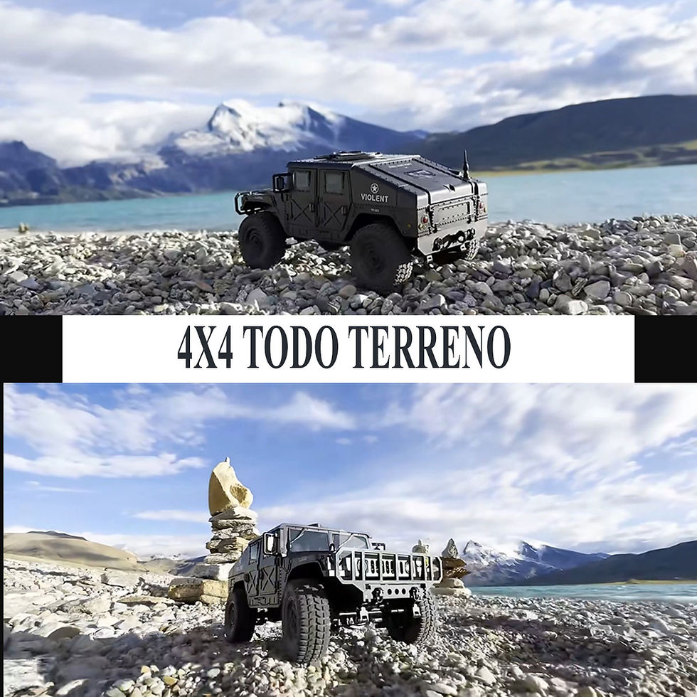 Miniatura: Camión militar a control remoto escalando obstáculos fuera de ruta