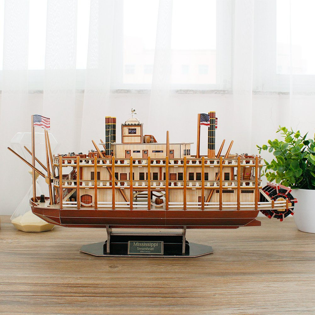 Rompecabezas 3D puzzle Barco Mississippi Escala 1:10 142 Piezas
