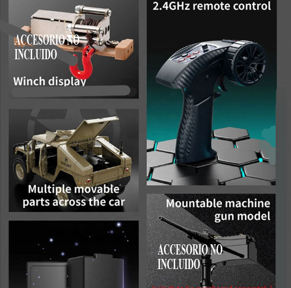 Miniatura: Carro RC JJRC C8835 4WD todoterreno militar color verde con diseño realista
