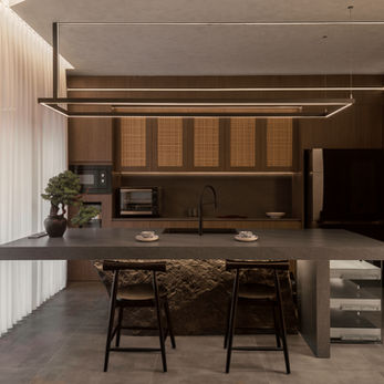 Contemporary Kitchen with Stone