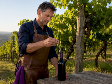 Sommelier checking wine temperature in cellar