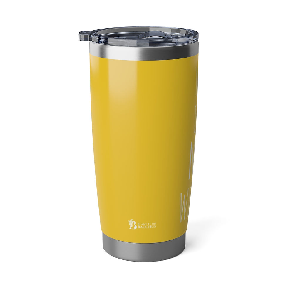 Thumbnail: Blame It On Bacchus™ 20oz Tumbler - White on Gold Background
