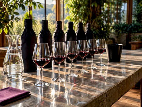 Blind wine tasting setup with coded glasses