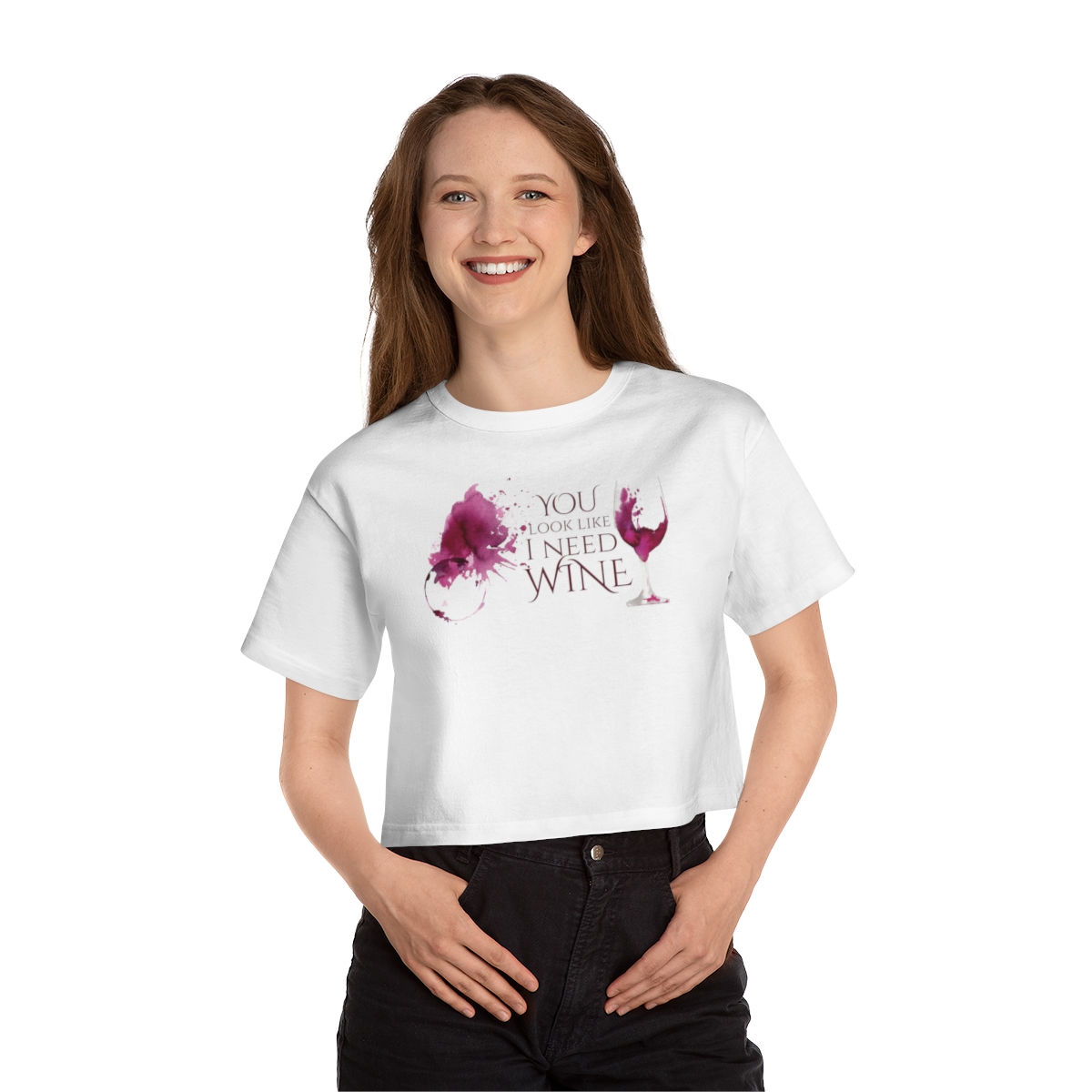 Women's Quote Series Cropped Tee: I Need Wine