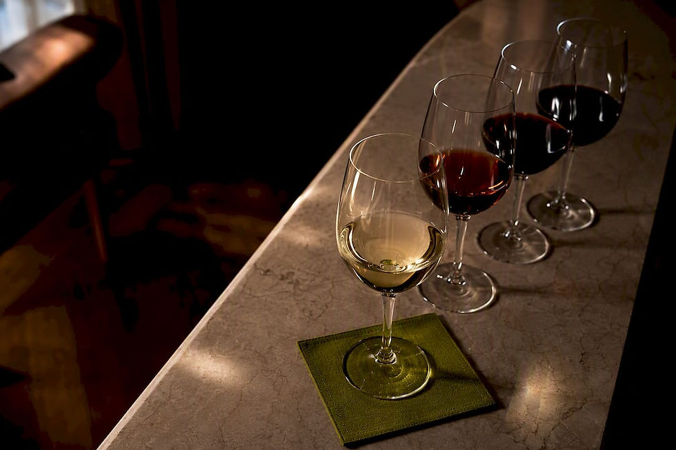 Ordered wine glasses for beginner tasting