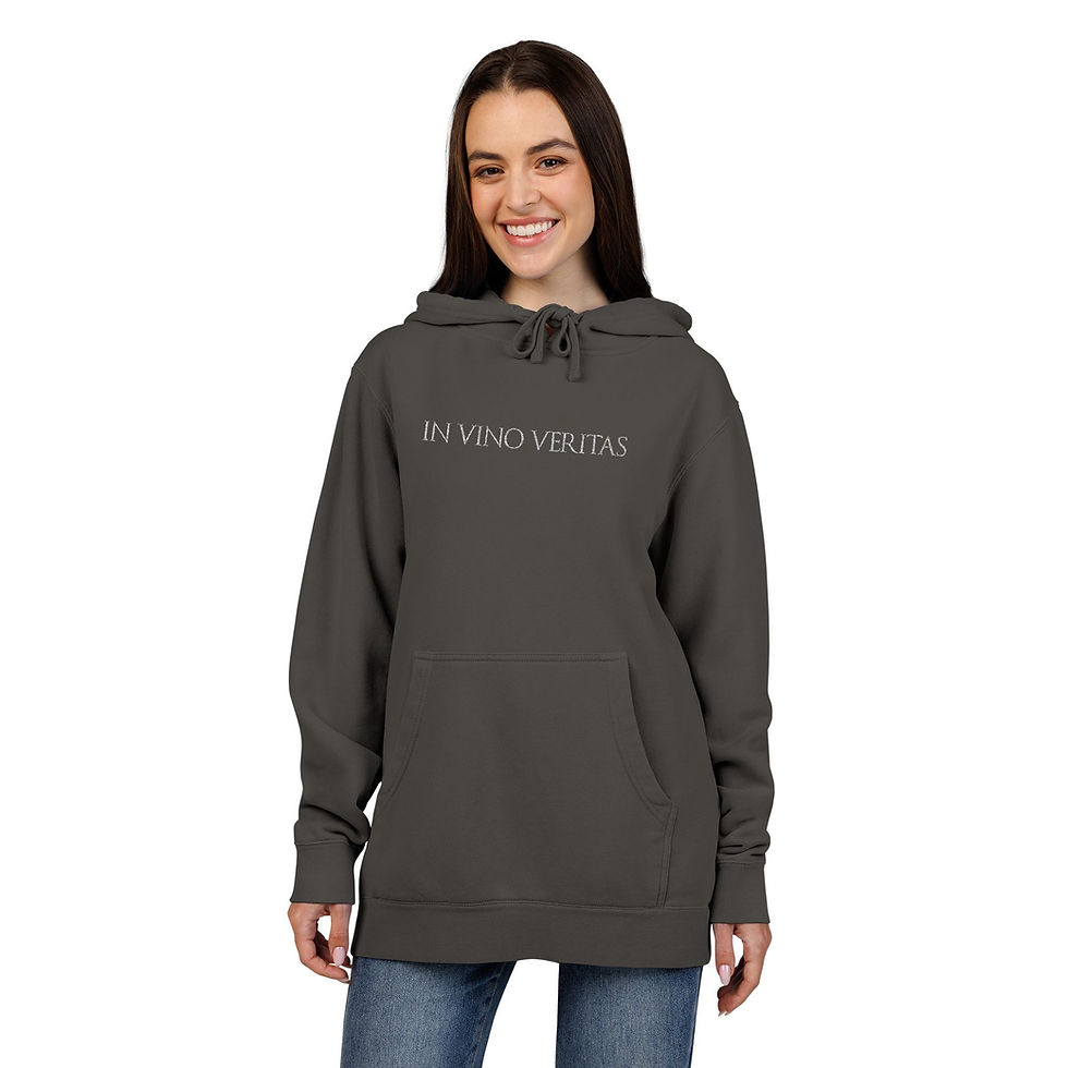 Thumbnail: In Vino Veritas White Embroidered Pigment-Dyed Hoodie