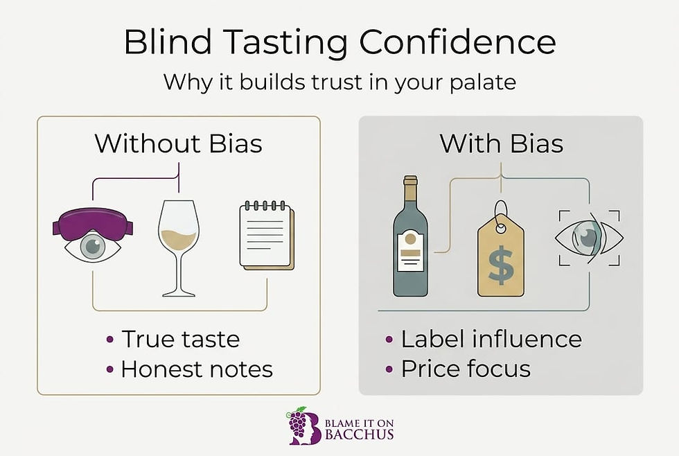 Infographic showing bias vs bias-free tasting