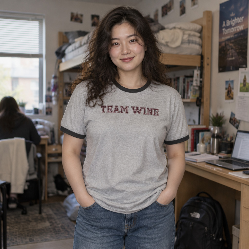 Unisex "Team Wine" Customized Cotton Ringer Tee