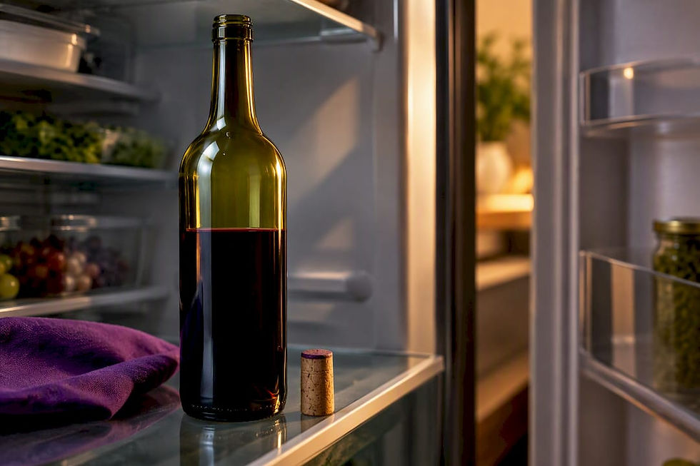 Resealed opened wine bottle in refrigerator