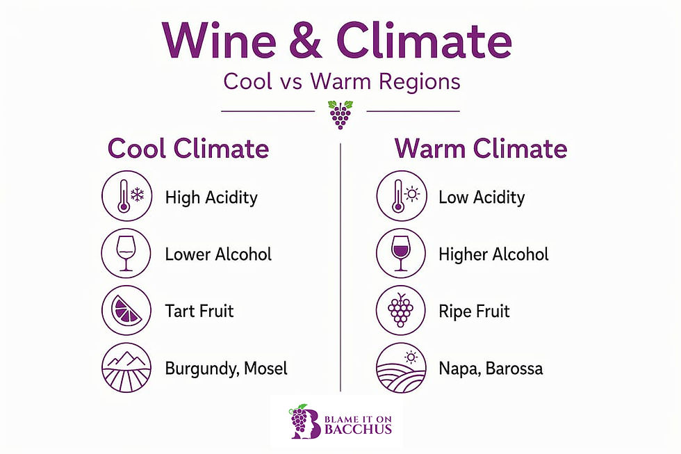 Infographic comparing cool and warm wine climates