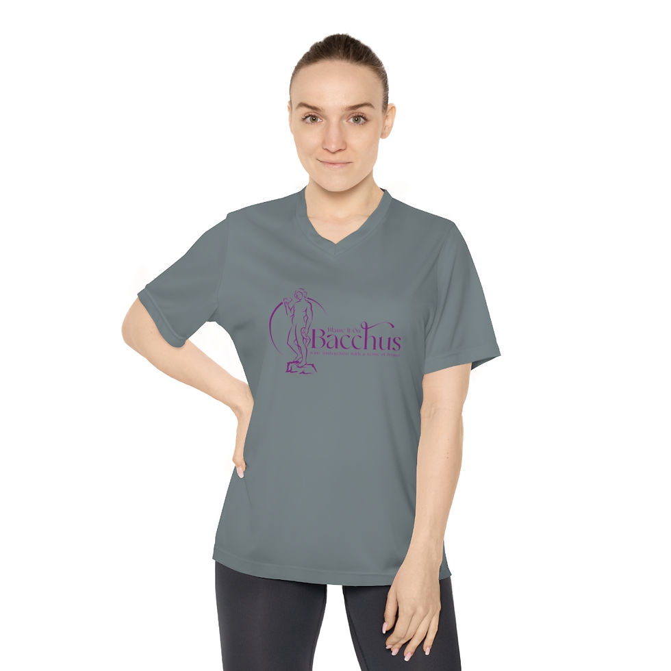Thumbnail: Women's Blame It On Bacchus™ Statue Logo V-Neck Tee - Light Purple