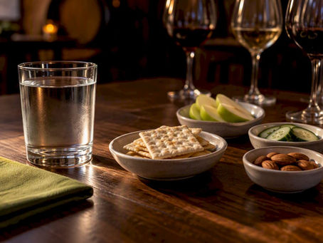 Plain palate cleansers beside wine glasses