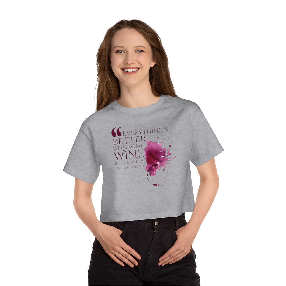 Thumbnail: Women's Quote Series Cropped Tee: Wine in the Belly