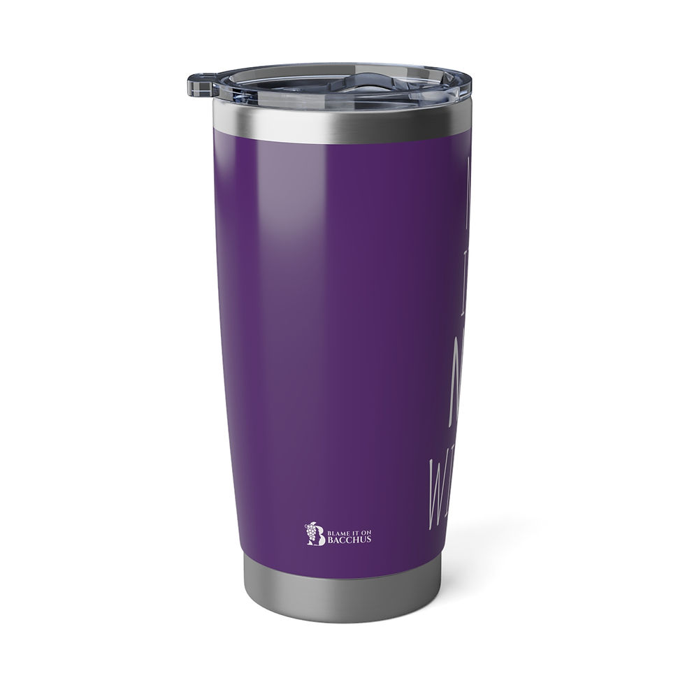 Thumbnail: Blame It On Bacchus™ 20oz Tumbler - White on Purple Background