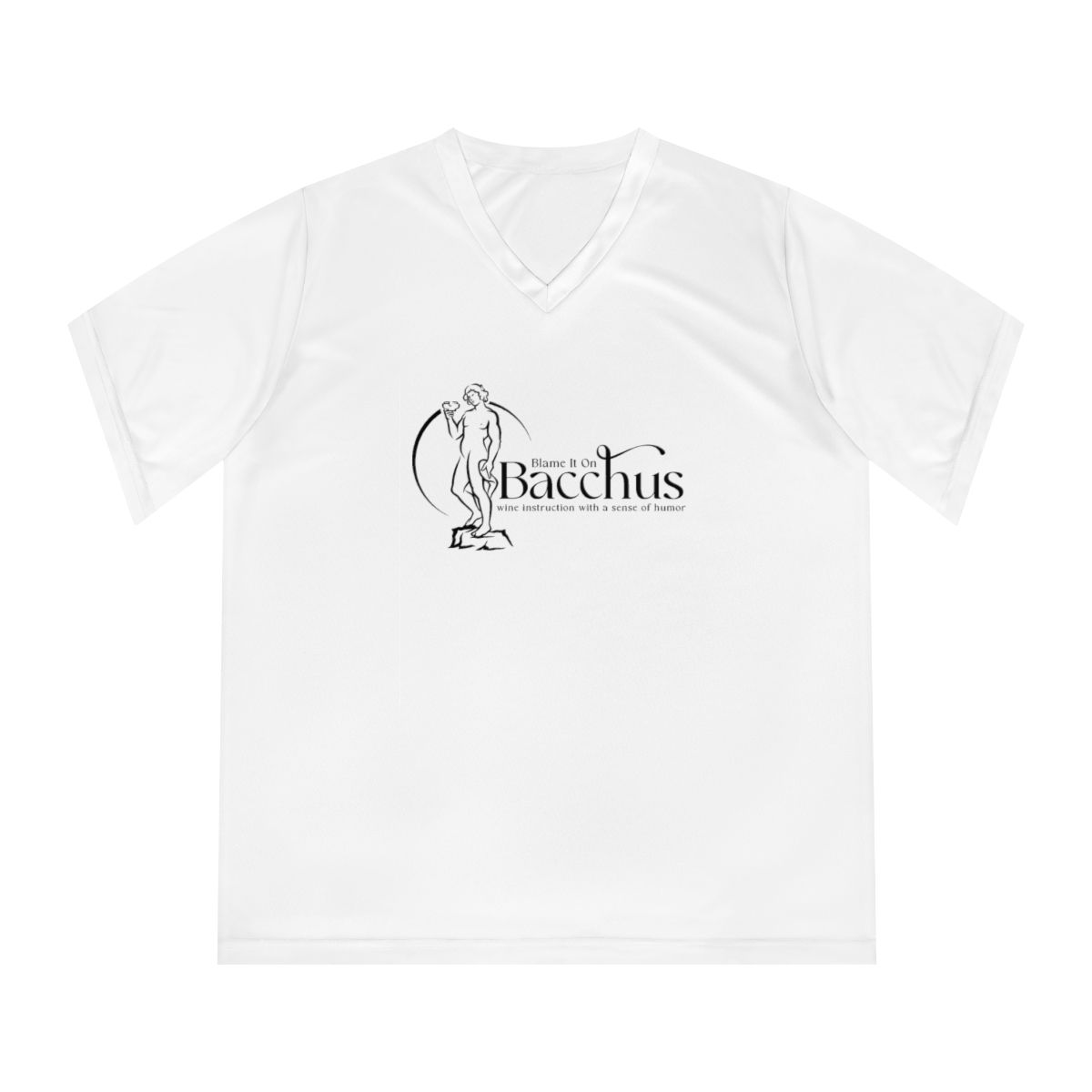 Women's Blame It On Bacchus™ Statue Logo V-Neck Tee - Black