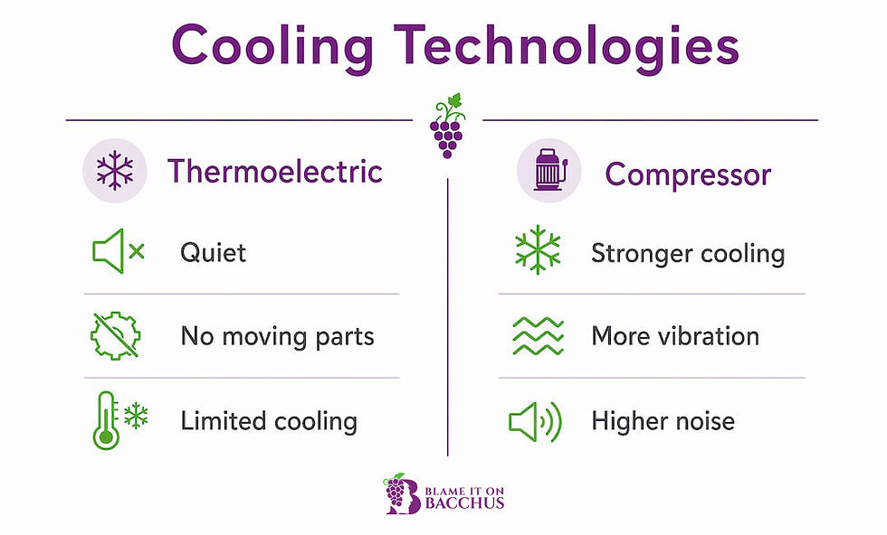 Infographic comparing thermoelectric and compressor wine coolers