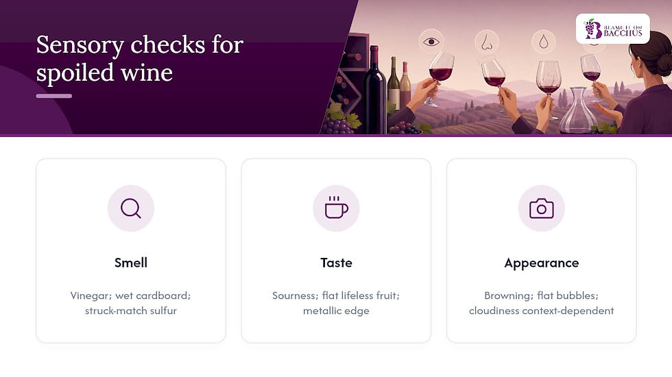 Sensory checklist for spoiled opened wine