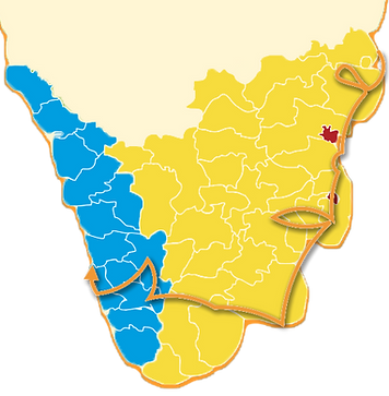 Carte du circuit tamil nadu kerala
