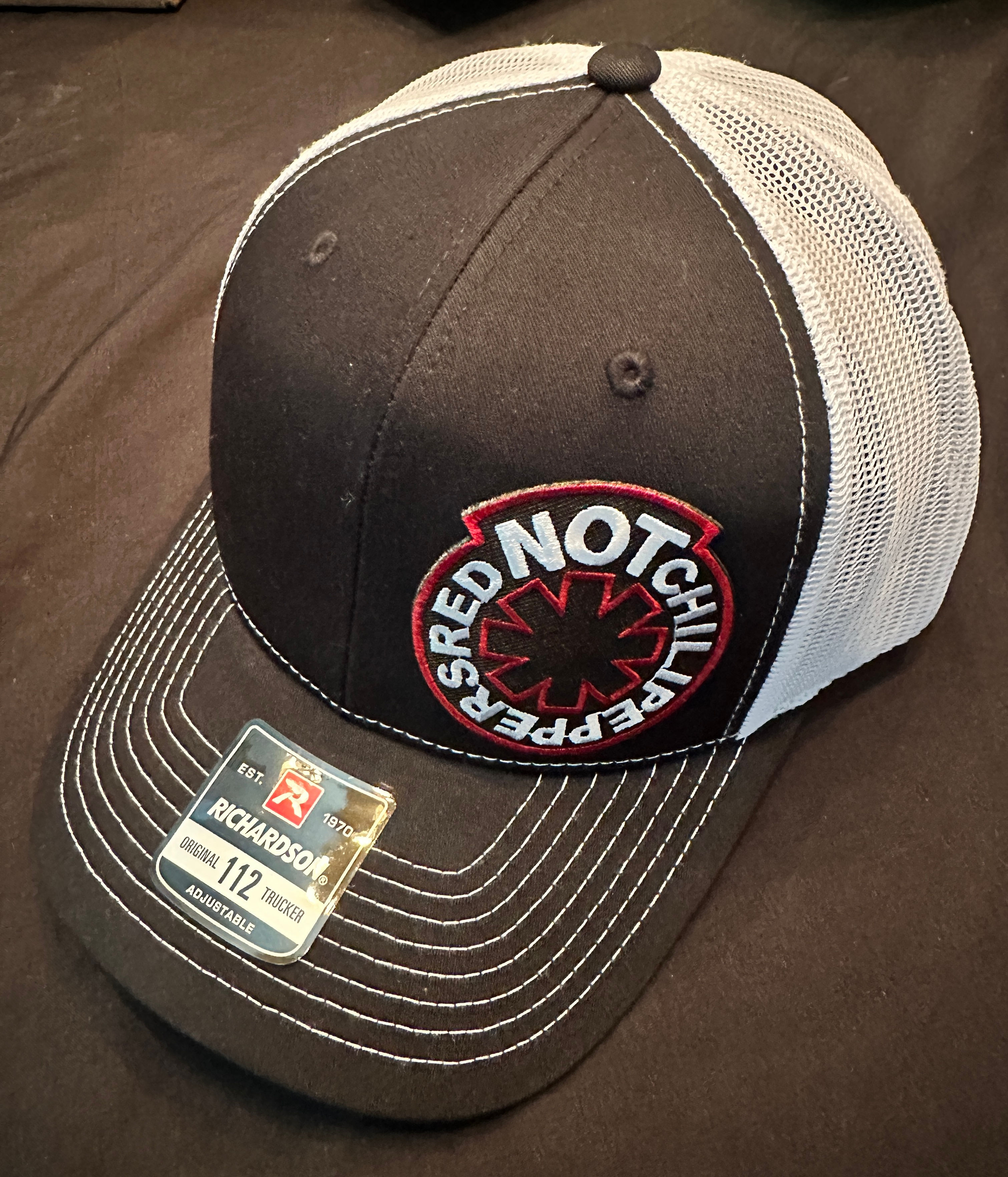 Richardson 112 Snapback Mesh Hat - Black with White Mesh