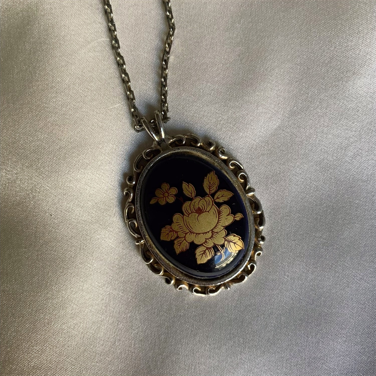 Limoges porcelain flowers locket