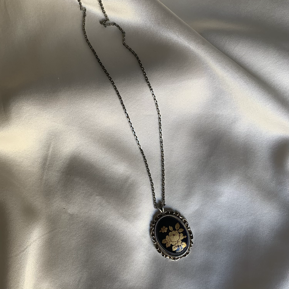 Thumbnail: Limoges porcelain flowers locket