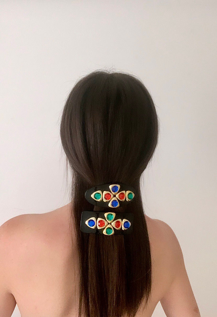Miniature : Barrette à strass années 80s