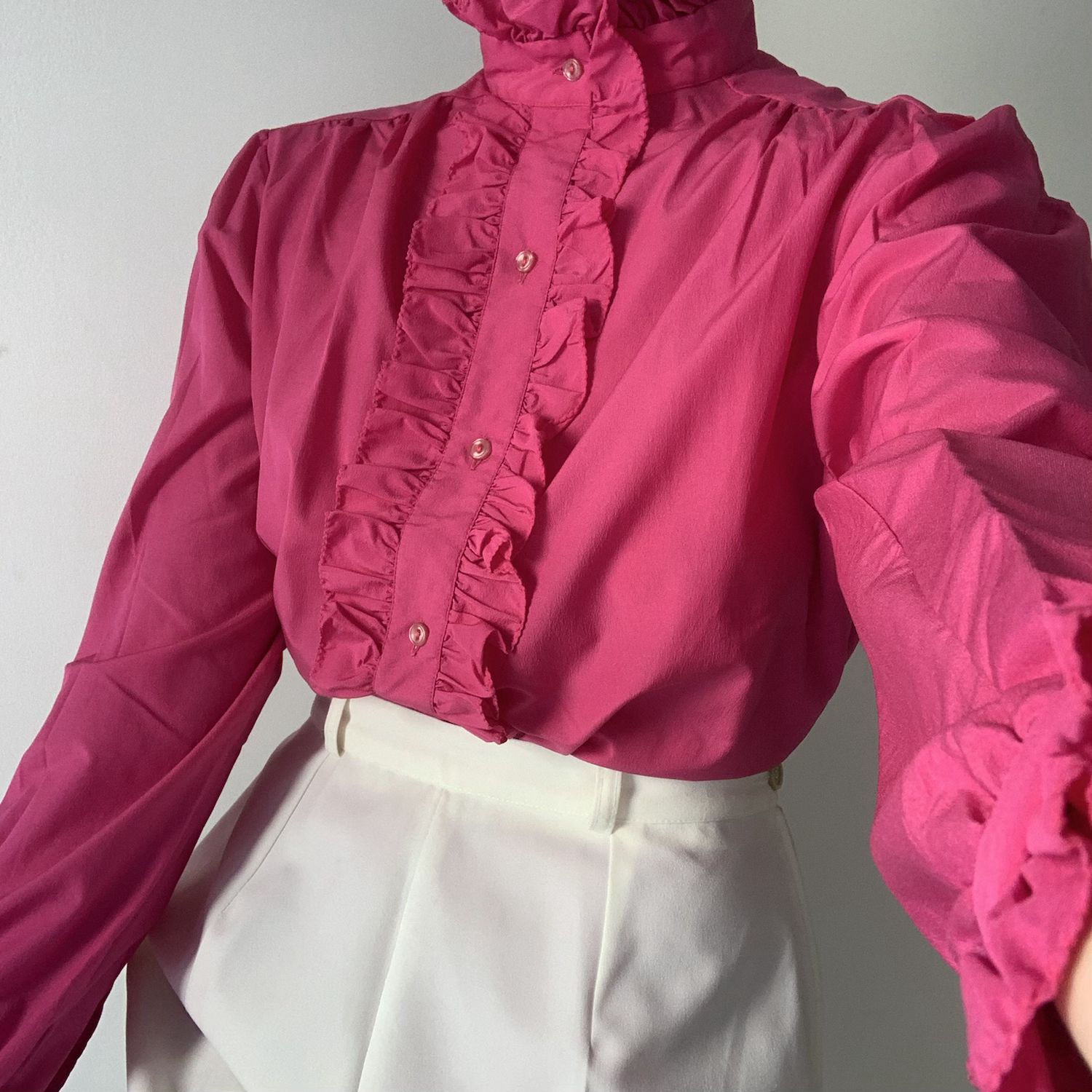 Pink shirt with frill