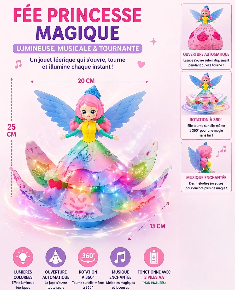 poupée princesse électrique lumineuse avec robe transformable et effets musicaux jouet enfant