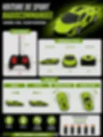 Voiture télécommandée sport verte avec télécommande 4 directions jouet enfant design racing