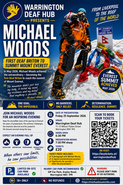 Michael Woods's Inspiring Talk Poster Friday 25th September 2026
