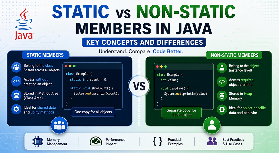 Static vs Non-Static Members in Java: Key Concepts and Differences
