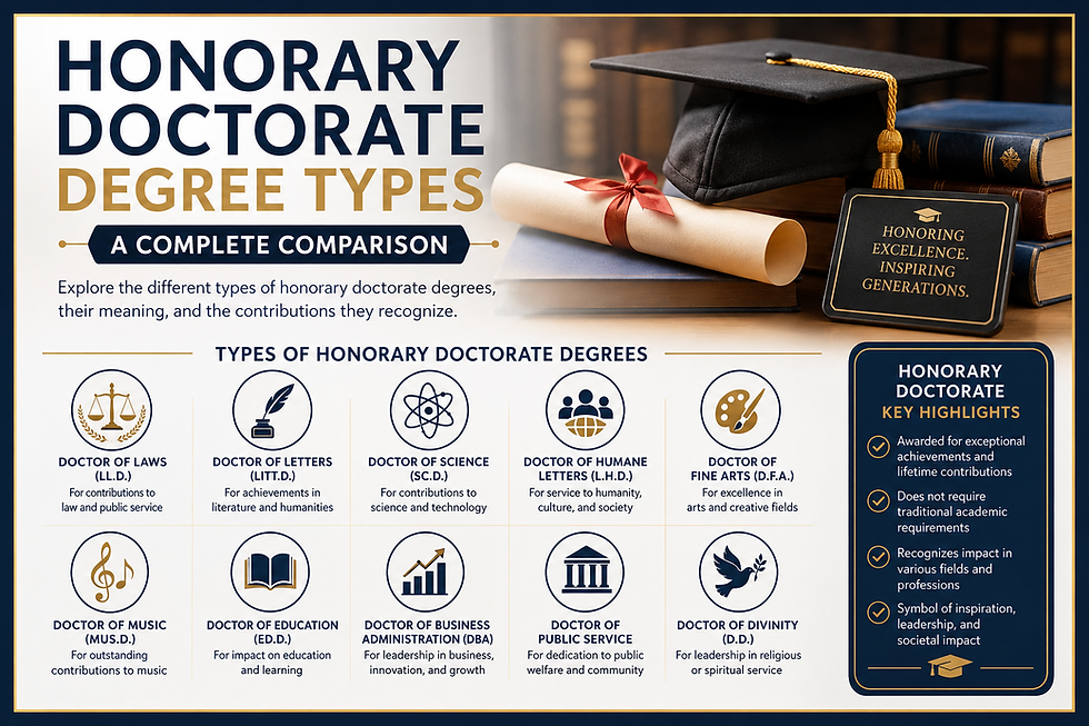 Honorary Doctorate Degree Types: A Complete Comparison