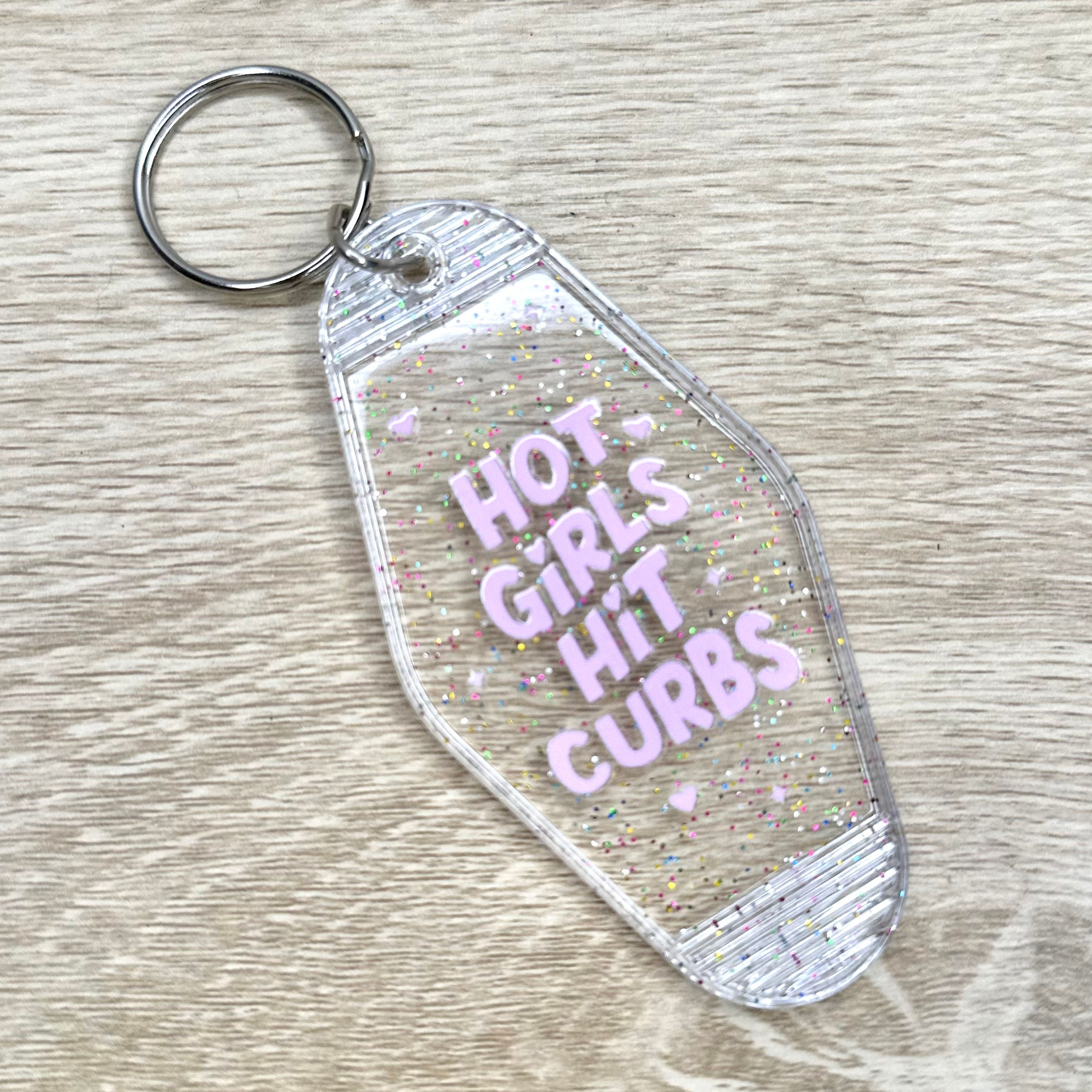 Hot Girls Hit Curbs - Retro Motel Keychain