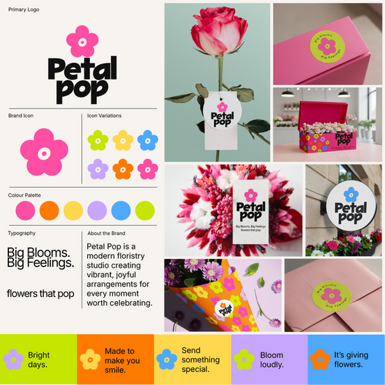 A vibrant brand and logo design for a floristry