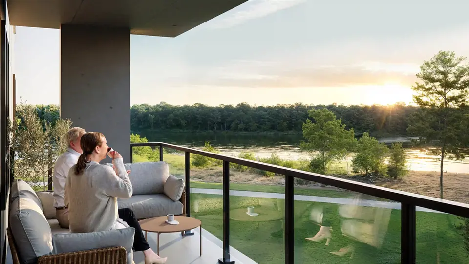 Large private balcony with each suite