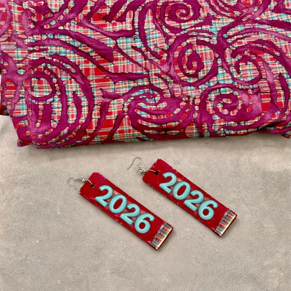 Headwrap scarf and painted wooden earrings to match 