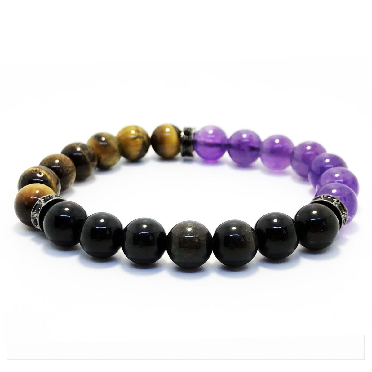 Браслет бижутерный HUSTLEHARD HHN, Аметист, Тигровый глаз, Обсидиан