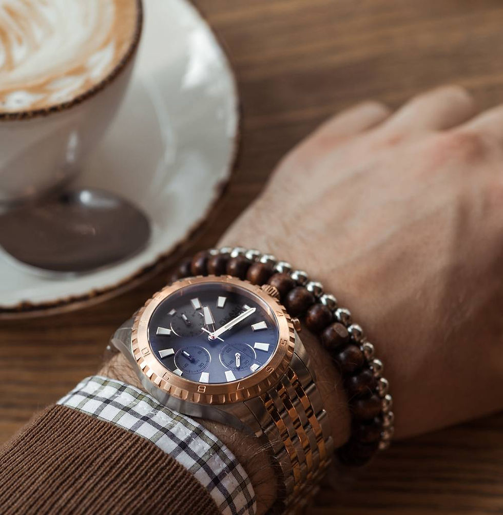 Миниатюра: Мужские часы с хронографом и календарем на стальном браслете OKAMI