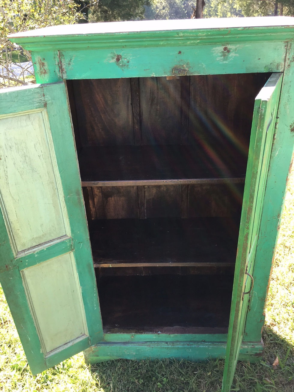 Painted cabinet interior