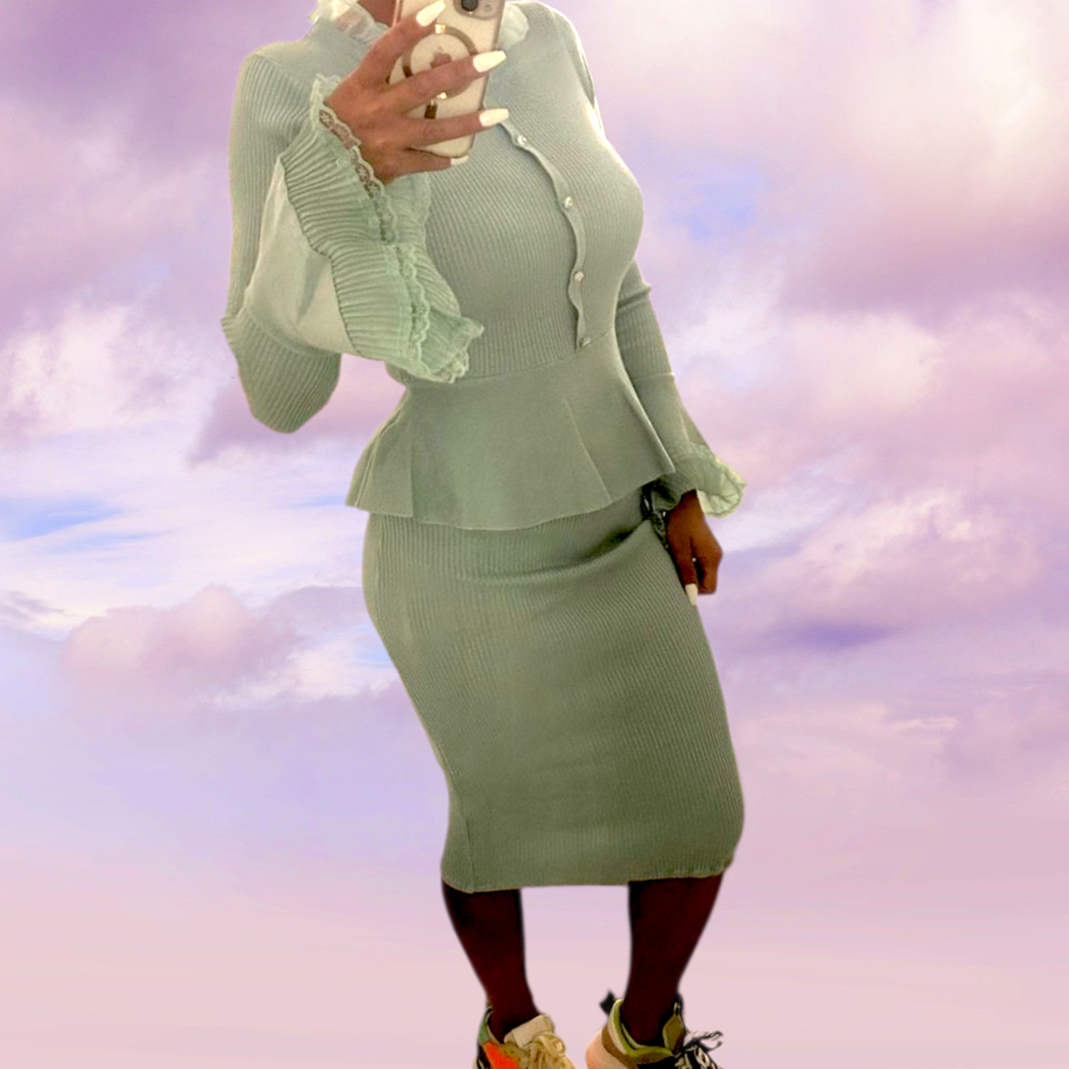 Zweiteiler "Mina" mit Rüschen Mint 