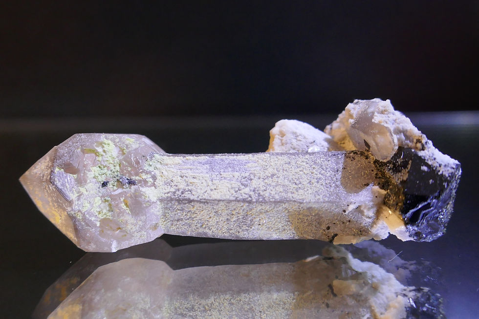 Scepter quartz with Feldspar and Schorl Tourmaline