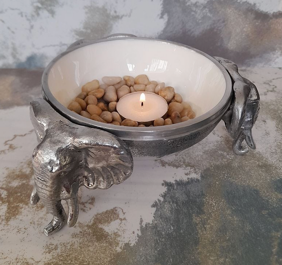 Thumbnail: Elephant Round Bowl- Crisp White Lacquer