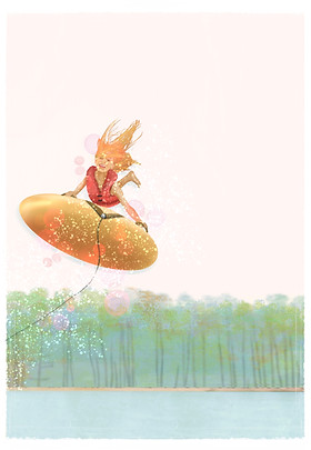 Action shot lake tubing art print by Estelle Designs