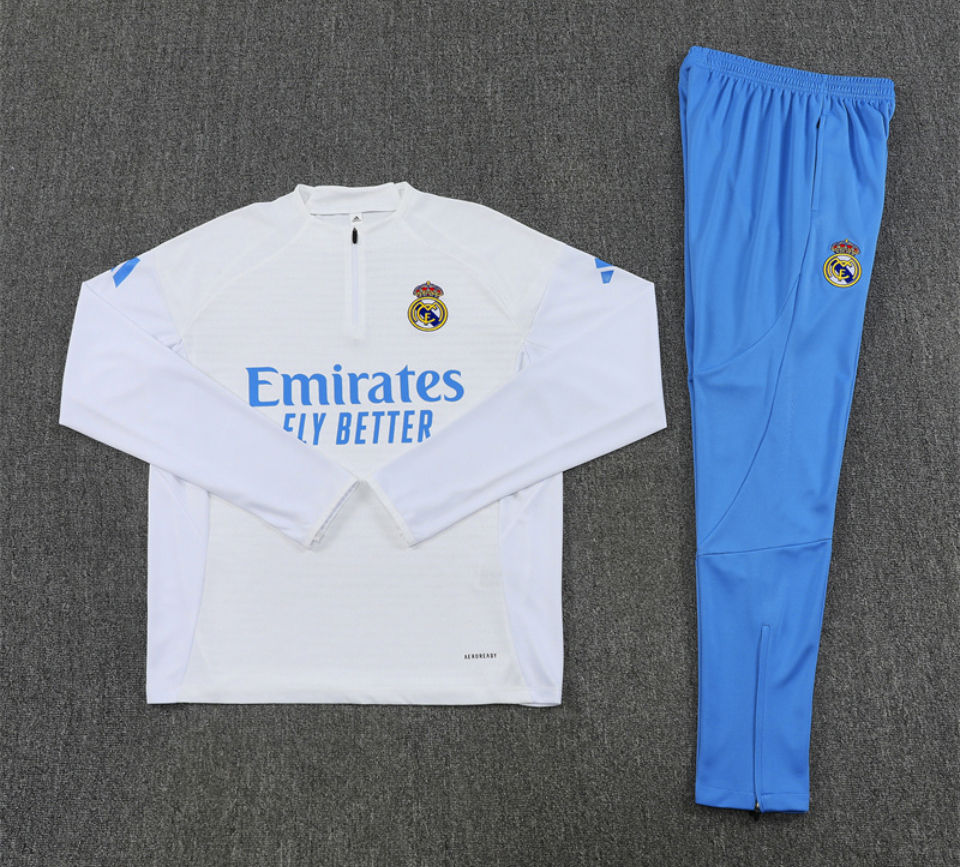 Real Madrid inspired Half Zip Tracksuit Adults and Kids