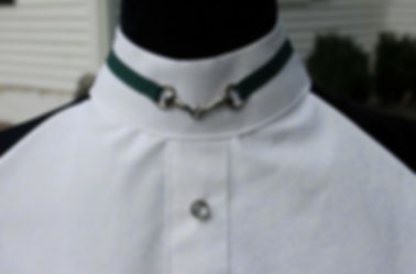 Hunt Seat Show Dickie - White Breezeway w/ Dark Green Trim & Silver Snaffle