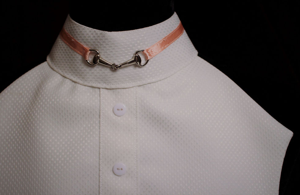 Hunt Seat Show Dickie - White Jacquard w/ Coral Trim & Silver Snaffle