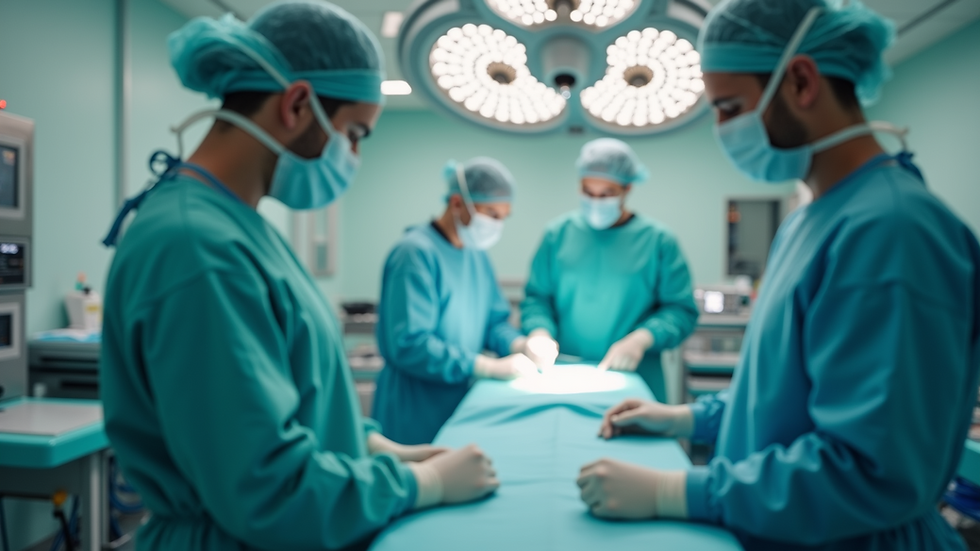 Eye-level view of hospital operating room with perfusion equipment